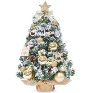 Mini-kerstboom, kleine kerstboom met verlichting, led-tafel, kerstboom, klein, kunstmatig versierd, voor kerstdecoratie (60 cm, champagnegoud)