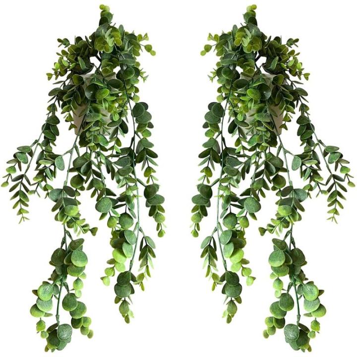 Set van 2 kunstmatige hangende planten in witte potten woonaccessoires nep hangplant kamerplant hangende plant nep plant