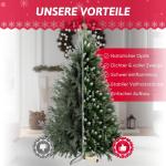 Onin, kunstkerstboom met kunstsneeuwcoating op punten, met 850 takken en houten standaard, inclusief 75 PE-spuitgietwerk en 775 pvc-punten, klapsysteem (H180 cm)