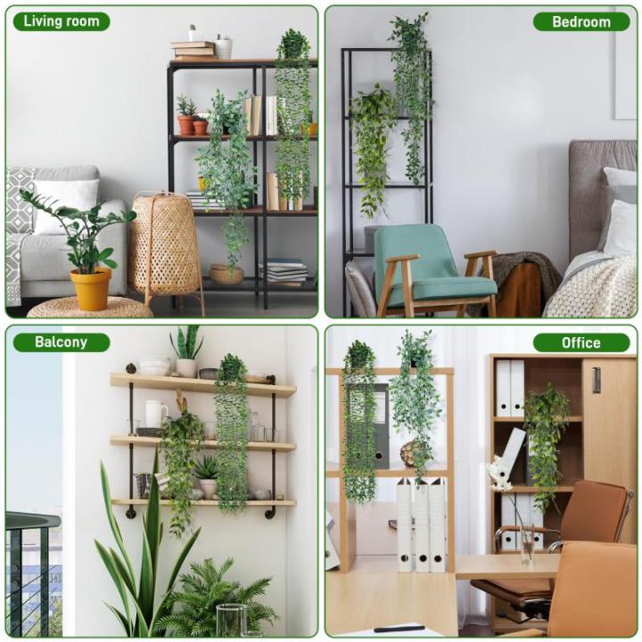 4 stuks kunsthangplanten met potten, 80 cm lang, kunstklimop, , , , , onderhoudsvrije plastic planten voor binnen en buiten, tuin, wanddecoratie