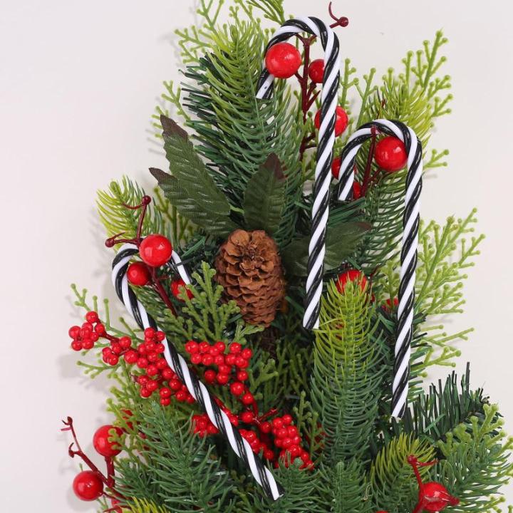 32 stuks kerstsnoepstok hangende ornamenten zwart en witte kerstboom hangende decoraties plastic gedraaide kruk ornamenten voor kerstambachten binnen buiten decor (15 cm geen gaten