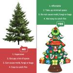 Vilten kerstboom voor kinderen, 3.3FT DIY muur opknoping kerstboom set, kinderen vilten kerstboom met 30 ornamenten en 5 m licht touw, ideaal voor thuis deur raam decoratie