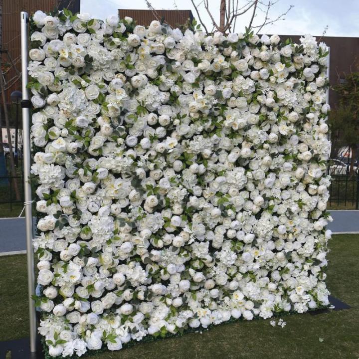 Weiße Pfingstrosen-Blumenwand, Kunstblumen-Hintergrundwand, Blumenarrangement-Blumen-Wandpaneel-Set, Seiden-Hortensie-Rosen-Blumenpaneel Für Fotohintergrund, Home-Party, Hochzeit