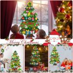 Vilten kerstboom, 10 m, doe-het-zelf vilten kerstboomset voor kinderen, kerstdecoratie, hangende decoratie met afneembare hangende ornamenten, vilten kerstboom voor thuis/deur/muur