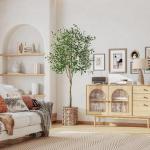 Kunstmatige olijfboom, 180 cm, kunstplant, grote olijfboom, kunstboom, ziet eruit als echt voor woonkamer, slaapkamer, kantoor, decoratie