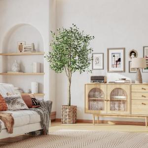 Kunstmatige olijfboom, 180 cm, kunstplant, grote olijfboom, kunstboom, ziet eruit als echt voor woonkamer, slaapkamer, kantoor, decoratie