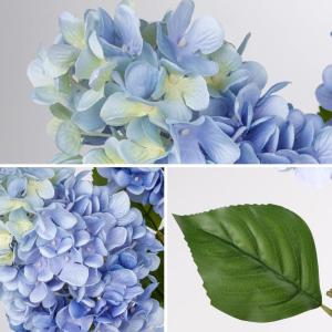 3 stuks nepbloemen hortensia lichtblauw 73,9 cm hoge kunstmatige hortensia bloemen, zijden bloemen lange steel voor bloemstuk thuis boerderij kantoor hotel decoratie
