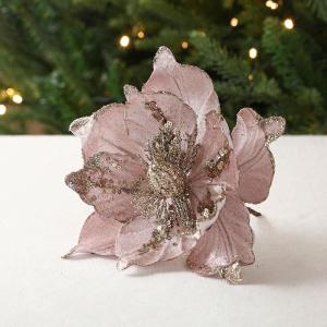 6 stuks kerstbloemen, glitterbloemen, kerstdecoratie, kerstboomversiering voor kerstboom, kerstkrans, bruiloft, tuin, Nieuwjaar, roze, 6 stuks