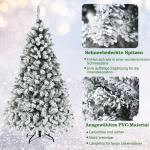 Kunstkerstboom met sneeuw en warmwitte ledverlichting, dennenboom met metalen standaard, pvc-naalden, kunstboom, klapsysteem, 180 cm