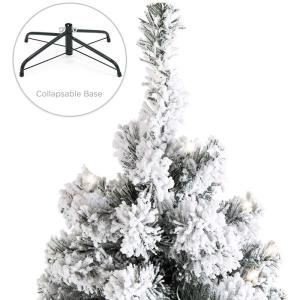 2,3 m hochwertiger beflockter Schnee-Weihnachtsbaum, unbeleuchteter Weihnachtsbaum mit Scharnier und Metallständer, umweltfreundliche Zweigspitzen aus PVC für die Weihnachtsdekor