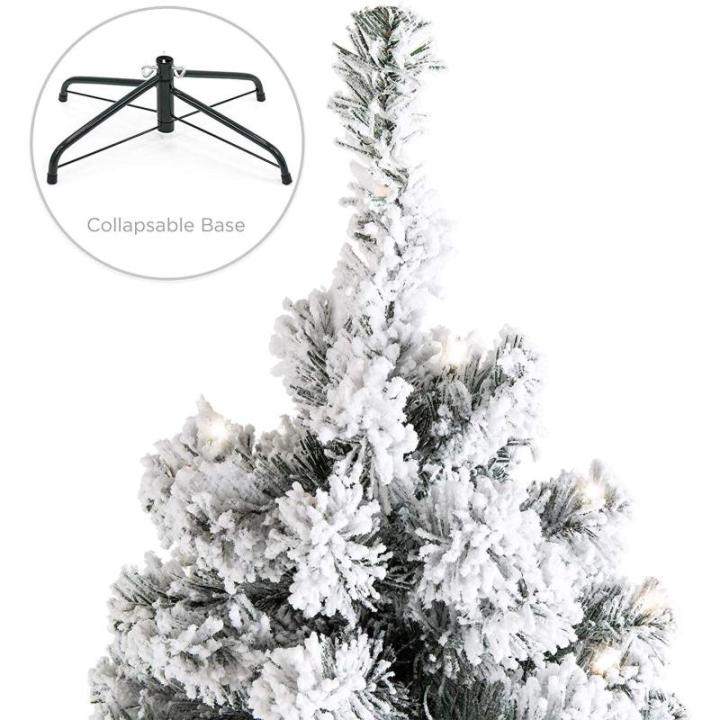 5 Fuß hochwertiger beflockter Schnee-Weihnachtsbaum, unbeleuchteter Weihnachtsbaum mit Scharnier und Metallständer, umweltfreundliche PVC-Zweigspitzen für die Weihnachtsdekorati