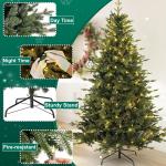 Kunstkerstboom, kerstboom met verlichting, realistische traditionele kerstboom, dichte takken, met metalen standaard, eenvoudig te monteren, perfect voor kerstdecoratie, 240 cm