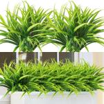 6 stuks , 40 cm, gras, kunststof planten, binnen en buiten, uv-bestendig, groen kunstgras voor thuis, raam, tuin, terras, pad, veranda, decoratie