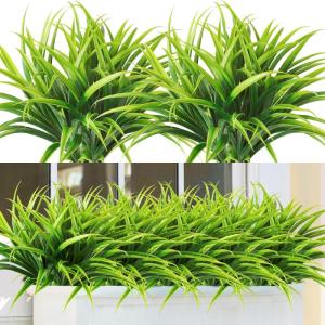 6 stuks , 40 cm, gras, kunststof planten, binnen en buiten, uv-bestendig, groen kunstgras voor thuis, raam, tuin, terras, pad, veranda, decoratie