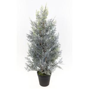 Zeder/Konifere in Schneeoptik im Topf GA künstliche Thuja Pflanze Kunstbaum Dekobaum (60x30cm)