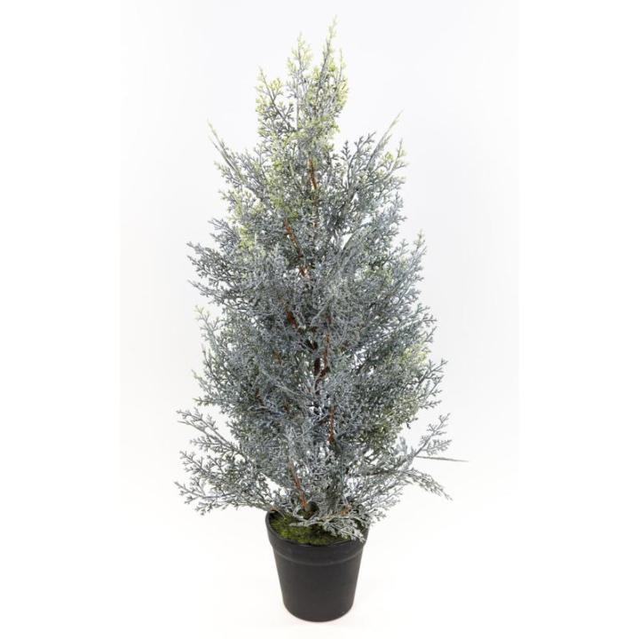 Zeder/Konifere in Schneeoptik im Topf GA künstliche Thuja Pflanze Kunstbaum Dekobaum (60x30cm)