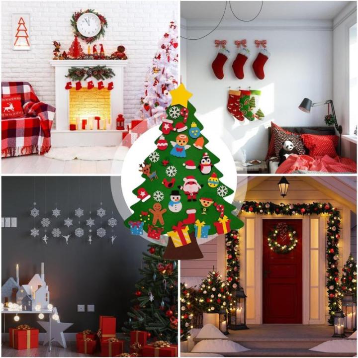 Kid Felt Christmas Tree | Wall Art Decor | Christmas Tree Wall Decor | Felt Christmas Tree | Christmas Tree For Kids Interactive Fun For Children's Rooms, Bedrooms, Dormitories