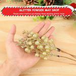 Kunstbessen kerstdecoratie, 24 stuks glitter kunstmatige hulstbessenstammen voor Kerstmis, boeketten, kransdecoraties, woondecoratie, kerstboomdecoratie, goud