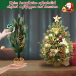 Mini-kerstboom met warmwitte verlichting, led, kleine kerstboom, kunstmatig versierd, voor kerstdecoratie, 60 cm, tafel, kerstboom, typre C-Pure PE kerstboom
