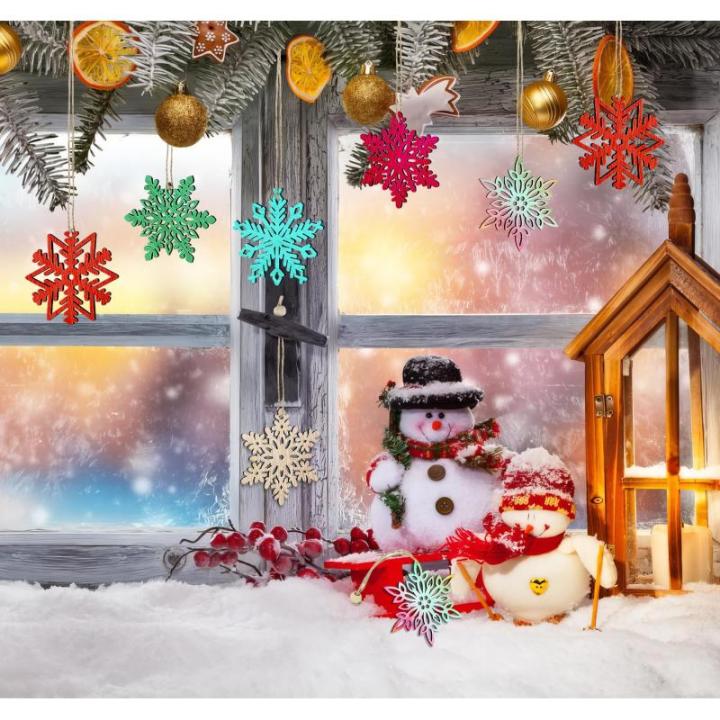 20 Kerstversiering hout,7,5cm sneeuwvlokken houten hanger,5 designs kerstboomversiering hout,onafgewerkte houten kerstversiering,vintage kerstboomversiering met henneptouw en bewee