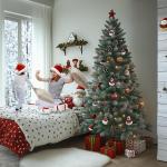 Kunstkerstboom met sneeuweffect en dennenappels, kunstdennenboom, pvc, met metalen standaard, premium Nordmann-spen, moeilijk ontvlambare kerstboom voor kerstdecoratie, herbruikbaa