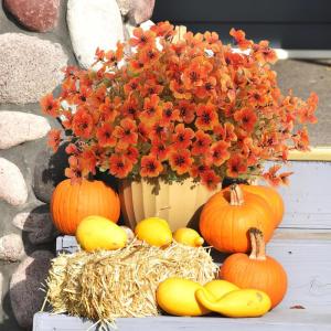 Kunstbloemen, herfst, 8 bundels kunstbloemen, herfstdecoratie, kunstbloemen, herfst, balkonplanten, zijden bloemen, herfsttakken, herfstdecoratie voor binnen en buiten, tuin, tafel