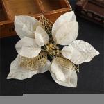 Glitzer Weihnachtsblumen Weihnachtsstern, Kunstblumen Weihnachten, Weihnachtsbaum Blumen Gold,DIY Simulation Blume Weihnachtssterne Blumen KüNstliche Spitzen Mit Clips (Gold,10 St