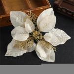 Glitzer Weihnachtsblumen Weihnachtsstern, Kunstblumen Weihnachten, Weihnachtsbaum Blumen Gold,DIY Simulation Blume Weihnachtssterne Blumen KüNstliche Spitzen Mit Clips (Gold,10 St
