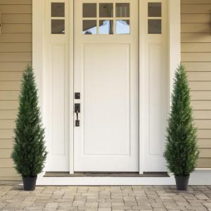 , grote cederboom, 155 cm, als echt in pot, kunststof, buitendecoratie, verpakking van 2 stuks