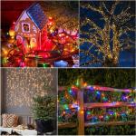 30m Solar Fairy Lights Buiten 300LED, 20 Modi Solar Fairy Lights Buiten met Afstandsbediening en Tijdcontrole, IP44 Buiten 30M 300 LED Bunt Farbwechsel RGB