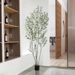 Kunstolijfboom, 210 cm, kunstplant olijfboom met natuurlijke houten stam en levensechte vruchten voor thuis- en kantoordecoratie, grote voor binnen, 1 verpakking