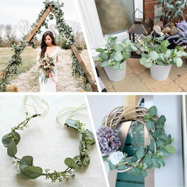 eucalyptus decoratie simulatie groene eucalyptus laat takken zilveren dollars eucalyptus plant bulk voor bruiloft, tuin, huis, kantoor decoratie (groen, 48 stuks)