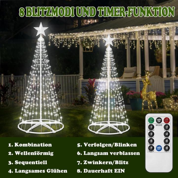 Kerstboom, metaal, grote kegelvorm, 250 leds, lichtboom, 8 modi, timer, waterdicht, kerstverlichting, buitenverlichting, kerstverlichting voor tuin, balkon, kerstdecoratie buiten, 