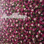 Lila Rosenblüten-Wand, Grünes Blatt, Blumenarrangement, Blumen-Wandpaneel-Set, Künstliche Wandblumen-Hintergrund, 3D-Seiden-Hortensien-Rosen-Blumenpaneel Für Fotohintergrund, Z
