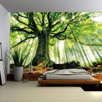 Wandtapijt voor woonkamer slaapkamer tapijt muur opknoping grote 3D muur kunst bekleding (B 79 x T59, groen tapijt)