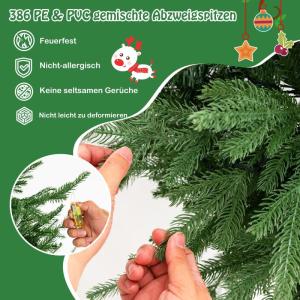 Kunstkerstboom met verlichting, scharnierende kerstboom met 8 verlichtingsstanden, 180 warm witte LED-lampjes, kerstboom, kunstkerstboom voor thuis, kantoor, 136 cm hoog