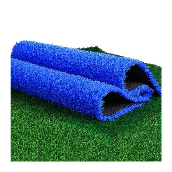 Kunstrasen, Kunstrasen, synthetischer Kunstrasen, Teppichmatte mit Gummi-Entwässerungslöchern, zuschneidbar, DIY, blau, dekorativer Kunstrasenteppich für Hinterhof, Schule, Balk