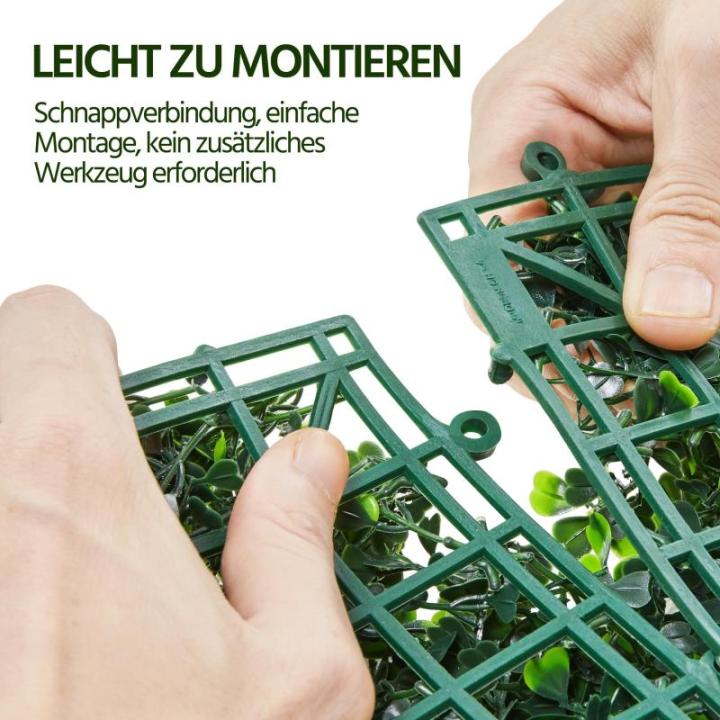 Kunstheg, klimop, inkijkbescherming, 50,5 x 50,5 cm, uv-bescherming, , heggenplant, windbescherming, doe-het-zelf, voor muur, balkon, tuin, groen, 12 stuks