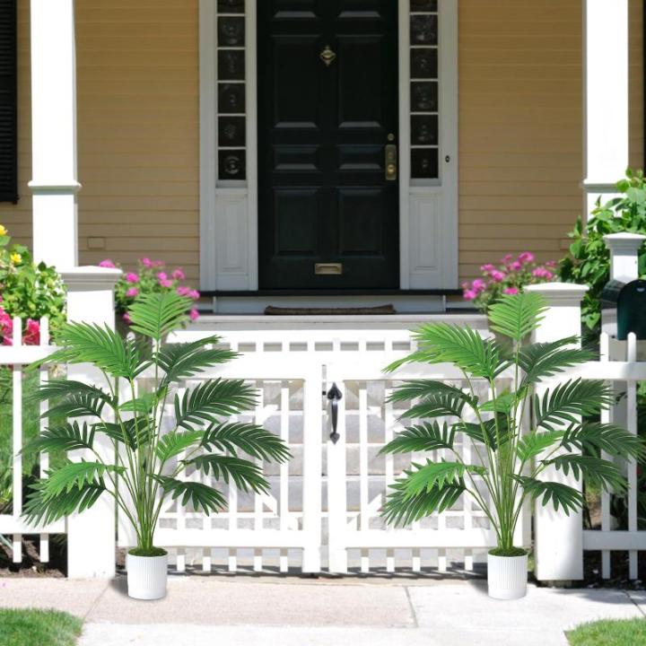 Kunstpalmbladeren, plant in pot, kunstmatige tropische monstera, groene bladeren, Hawaiiaanse Monstera-plant, 18 takken, 71 cm, splitphilo-plant, grote groene plant
