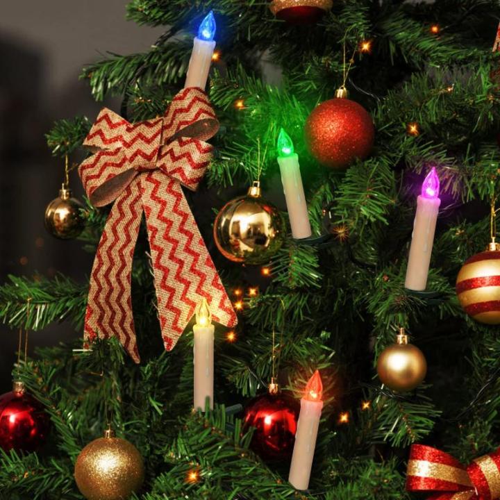 40 stuks led-kaarsen, warm wit en kleurrijk, draadloze kerstboomkaarsen met afstandsbediening, timer, flikkeren, dimbaar, kerstdecoratie, lichtketting voor kerstboom, binnen en bui