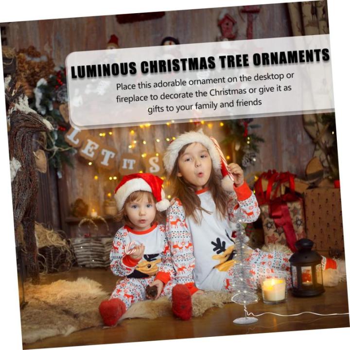 1stk Leuchtender Weihnachtsbaum Mikrolandschaft Krippendekor Led-Mini-Weihnachtsbaum Weihnachtsbaum-Desktop-Ornament Künstlicher Mini-Weihnachtsbaum Schmiedeeisen Silver