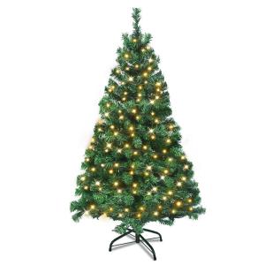 Kunstkerstboom met verlichting, 180 cm, pvc, kunstkerstboom met 250 leds en standaard, kunstkerstdecoratie, groen