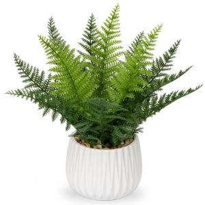 Nepplanten binnen in keramische pot 32 cm kunstmatige Boston varenplant ingemaakte decoratieve kunstmatige plant groen kamerplant faux varenbladeren voor thuiskantoor badkamer slaa
