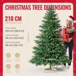 Kuro sagol Künstlicher Weihnachtsbaum Tannenbaum 210cm, Ø 110cm, 1150 Spitzen, schwer entflammbar, realistischer Christbaum Tanne mit Ständer, Schnellaufbau Klapp-Schirmsystem