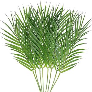 Areca kunstpalmbladeren, 68 cm, tropische palmbladeren met stammen, kunstplant voor palm, zondag, Hawaiian Luau, jungle, bruiloft, verjaardag, feestdecoratie
