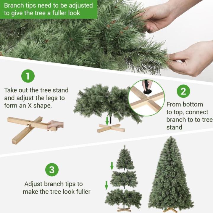 Nordmann Premium kunstkerstboom, 210 cm, natuurgetrouwe voorbehandelde dennennaalden, dichte takken, dennenboom met handgemaakte houten standaard, 600 takjes