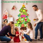 Vilten kerstboom voor kinderen, 3.3FT DIY muur opknoping kerstboom set, kinderen vilt kerstboom met 31 ornamenten en 5 m licht touw, ideaal voor thuis deur raam decoratie