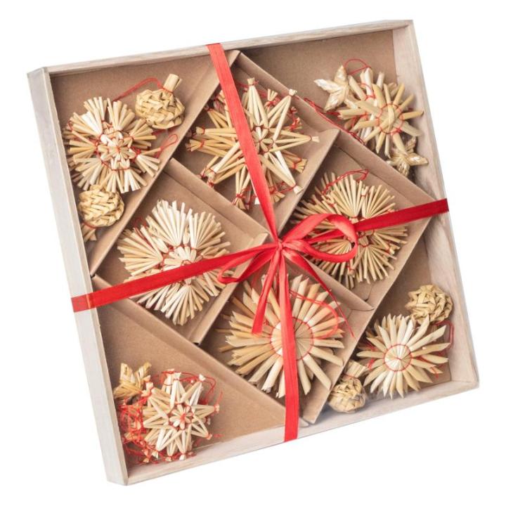 40 stuks strosterren hangers, grote strosterren, kerstboomversiering, stroornamenten, kerstboom, top, ster, vakantie, hanger voor Kerstmis, thuis, feestdecoratie