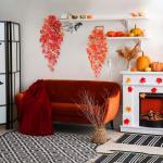 2 stuks kunstmatige hangplanten, 100 cm, herfst, kunstplant, hangende klimop, , plastic planten, kunststof, herfstdecoratie, herfst, bladeren, hangende planten voor buiten en