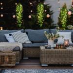 3 stuks kunstmatige hangende planten 1,1 m nep klimop wijnstok bladeren opknoping planten slinger met 3 stuks 30 LED snaren voor muur huis tuin bruiloft slinger buiten decoratie, g